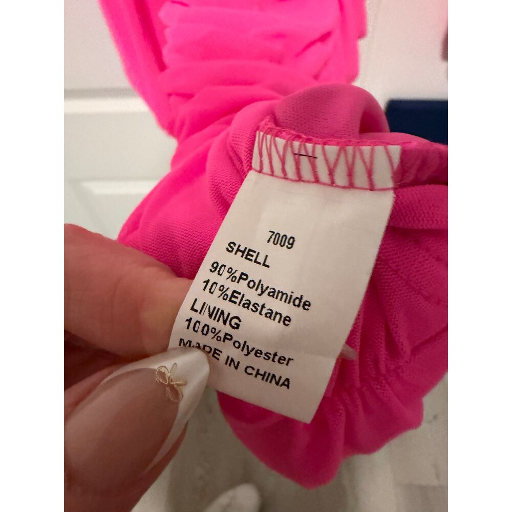BTFBM Women's Small Bright Pink Sexy Ruched Long Sleeve Bodycon Mini Dress - Picture 7 of 8